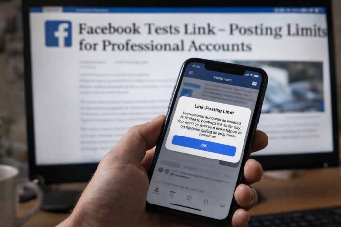 Facebook Tests Link-Posting Limits for Professional Accounts